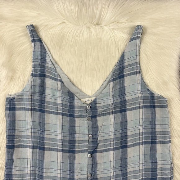 Cloth & Stone Anthropologie Size Petite Small Blue White Plaid Sleeveless Dress - Picture 2 of 9